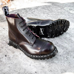 Burgundy Rub-Off 6 Eye Steel Toe Capped Derby Boot