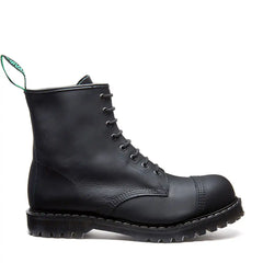 Black Greasy 8 Eye Steel Toe Derby Boot