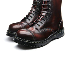 Burgundy Rub-Off 10 Eye Steel Toe Capped Derby Boot