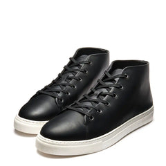 Black Calf High Top Sneaker (White Sole)