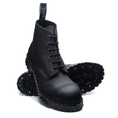 Black Greasy 6 Eye Steel Toe Capped Derby Boot