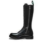 Black Hi-Shine 20 Eye Zip Derby Boot