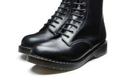 Black Hi-Shine 11 Eye Zip Derby Boot