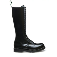 Black Hi-Shine 20 Eye Zip Derby Boot