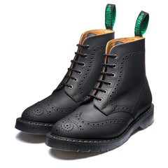 Black Greasy 6 Eye Brogue Boot