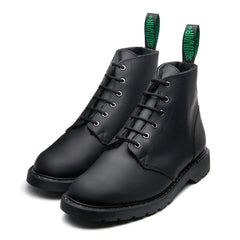 Black Greasy Shearling Lined 6 Eye Astronaut Boot