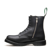 Black Greasy 8 Eye Zip Derby Boot