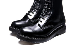 Black Hi-Shine 8 Eye Zip Derby Boot