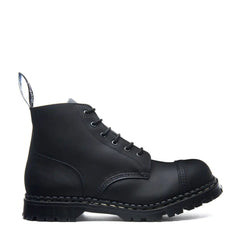 Black Greasy 6 Eye Steel Toe Capped Derby Boot