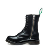 Black Hi-Shine 11 Eye Zip Derby Boot