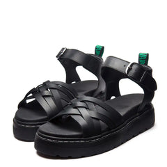Eydon - Black Greasy One Strap Crossover Sandal