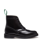 Black Hi-Shine 6 Eye Brogue Boot