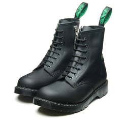 Black Greasy 8 Eye Zip Derby Boot