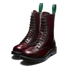 Cherry Red Rub-Off Vegan 11 Eye Derby Boot
