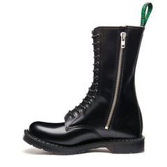 Black Hi-Shine 14 Eye Zip Derby Boot
