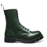 Green Hi Shine 10 Eye Steel Toe Capped Derby Boot