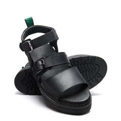 Lavendon - Black Greasy Two Strap Sandal