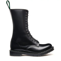 Black Hi-Shine 14 Eye Zip Derby Boot