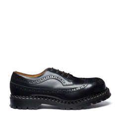 Black Hi-Shine 4 Eye Steel Toe American Derby Brogue Shoe