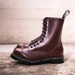 Oxblood Hi-Shine 10 Eye Steel Toe Capped Derby Boot