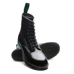 Black Vegan Hi-Shine 8 Eye Derby Boot