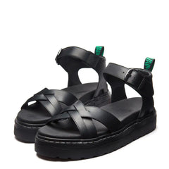 Ashby - Black Greasy One Strap Crossover Sandal