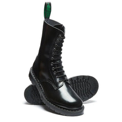 Black Vegan Hi-Shine 11 Eye Derby Boot