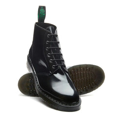 Black Hi-Shine Vegan 6 Eye Astronaut Boot