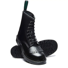 Black Hi-Shine 8 Eye Derby Boot & Brogue Kiltie