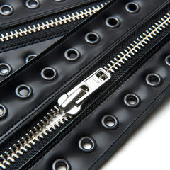 Black Hi-Shine 8 Eye Derby Boot & Zip Guard