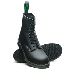 Black Greasy 8 Eye Zip Derby Boot