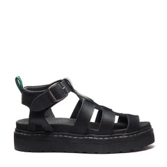 Grendon - Black Greasy Three Strap Sandal