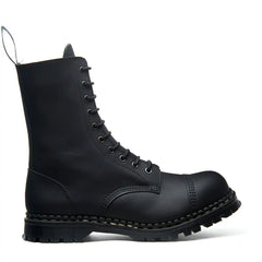 Black Greasy 10 Eye Steel Toe Capped Derby Boot