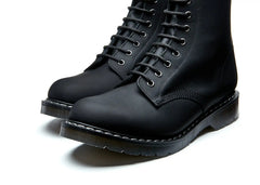 Black Greasy 11 Eye Zip Derby Boot