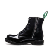 Black Hi-Shine 8 Eye Zip Derby Boot