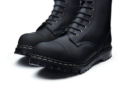 Black Greasy 10 Eye Steel Toe Capped Derby Boot