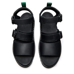 Lavendon - Black Greasy Two Strap Sandal
