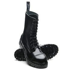 Black Hi-Shine 10 Eye Steel Toe Capped Derby Boot