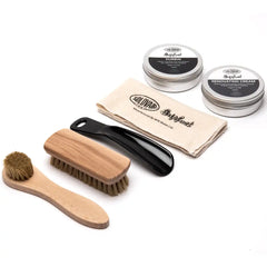 Black Hi-Shine 8 Eye Derby Boot & Care Kit