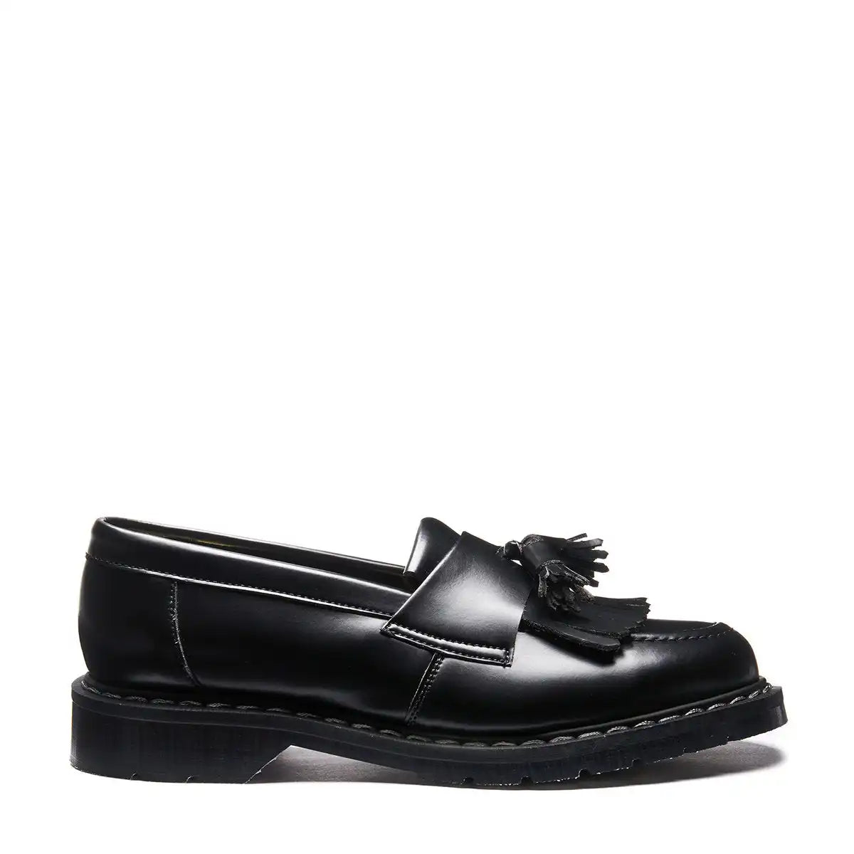 Black Vegan Hi-Shine Tassel Loafer