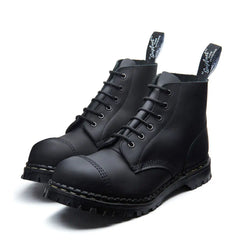 Black Greasy 6 Eye Steel Toe Capped Derby Boot