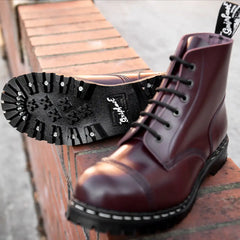 Oxblood Hi-Shine 6 Eye Steel Toe Capped Derby Boot