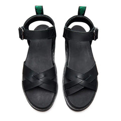 Ashby - Black Greasy One Strap Crossover Sandal