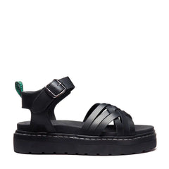 Eydon - Black Greasy One Strap Crossover Sandal