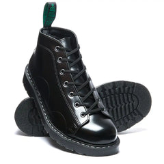 Black Vegan Hi-Shine 7 Eye Monkey Boot