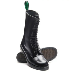 Black Hi-Shine 14 Eye Zip Derby Boot