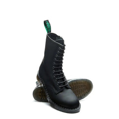 Black Greasy 11 Eye Zip Derby Boot