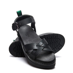 Ashby - Black Greasy One Strap Crossover Sandal