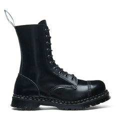 Black Hi-Shine 10 Eye Steel Toe Capped Derby Boot