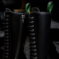 Black Hi-Shine 20 Eye Zip Derby Boot